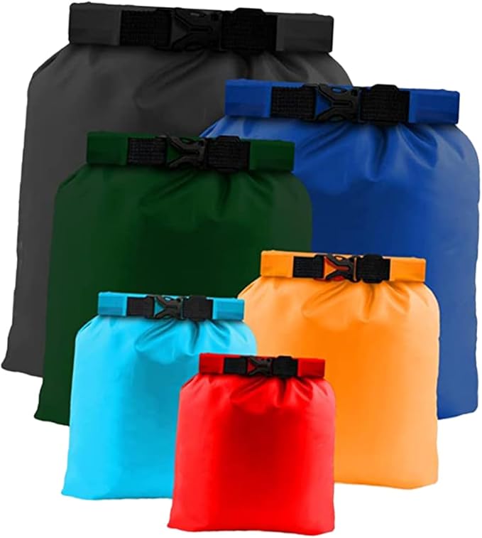 HANABASS 6pcs Dry Compression Pouch Set for Outdoor Adventure Multi Drifting Bags for Kayaking Hiking and Camping and Wear-resistant Storage