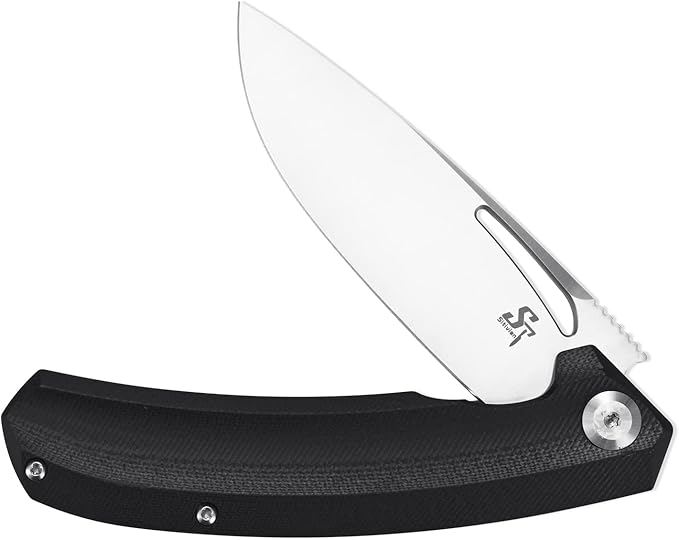 Sitivien ST119 Folding Knife D2 Steel Blade and G10 Handle EDC Tool Knife with Pocket Clip for Outdoor Camping Hiking Survival(Black)