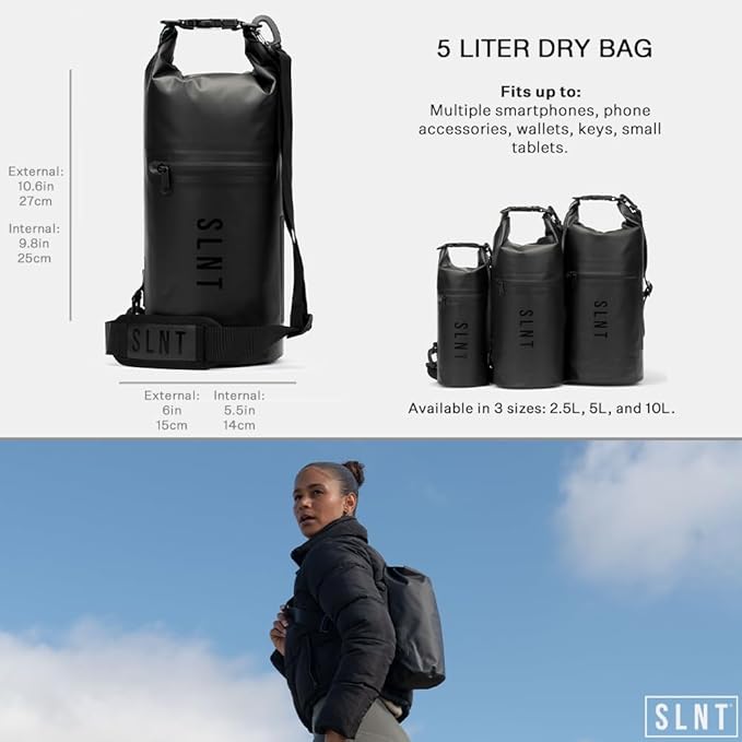 SLNT Waterproof Faraday Dry Bag - 420D Waterproof Nylon Signal Blocking Backpack - Protects Electronics from Water Spying Hacking - Blocks RFID WiFi Bluetooth NFC Cellular GPS EMF (5 Liter)