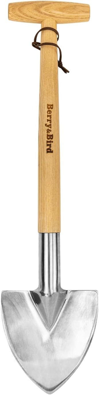 Berry&ampBird Perennial Spade 21.6''Long Trowel for Gardening Root Cutting Tool with Sharp Stainless Steel Blade Wooden Handle Small Shovel Hand Edger Garden Tool for Planting Digging &amp Transp