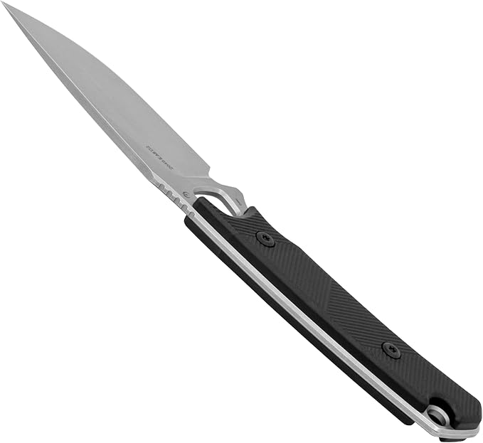 Kershaw Steppe Fixed Blade Knife Black and Gray Design 3.55 Inch Steel Drop Point Blade Full Tang Design EDC Nylon Sheath and Belt Clip Everyday Carry Knife for Men and Women