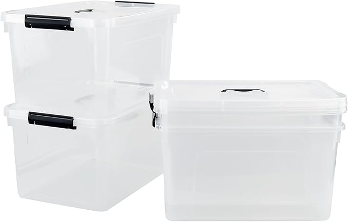 4-Pack 18 L Plastic Storage Box Clear Latch Storage Bin with Lid