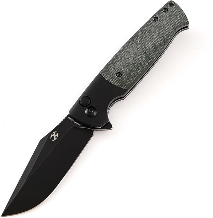 KANSEPT Shikari SBL Pocket Folding Knives EDC Camping Folding Knife 3.35'' 154CM Material Pocket Folding Knife with Black Aluminum Green Micarta Handle Everyday Carry T2027B3