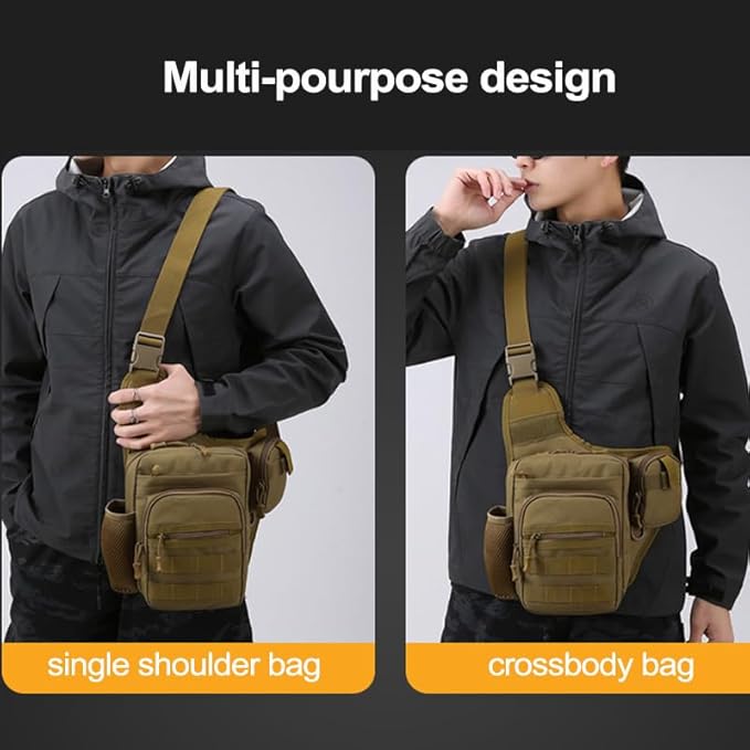 Camping Climbing Bag Chest Pouch For Men Cycling Hiking Travel Outdoor Sport Tactical Crossbody Molle Fishing Waist Fanny Pack(Khaki)