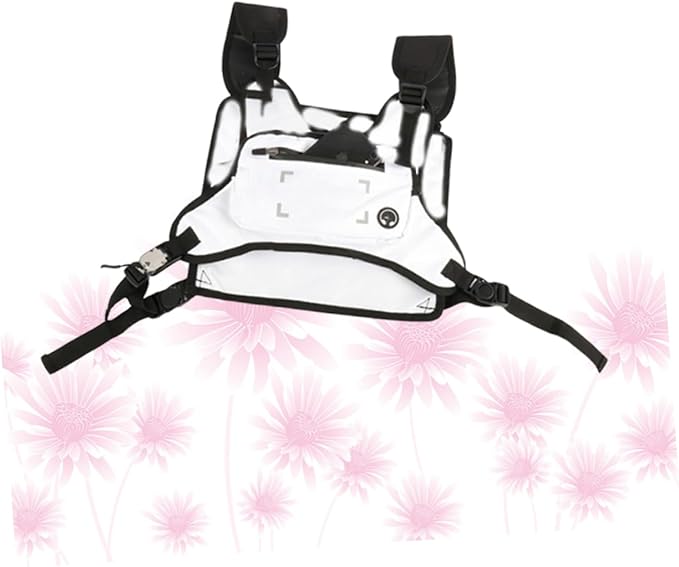 VALICLUD Outdoor Chest Rig Pack Unisex Multi-function Hiking and Running Bag for Mobile Phone Storage Reflective Strips White