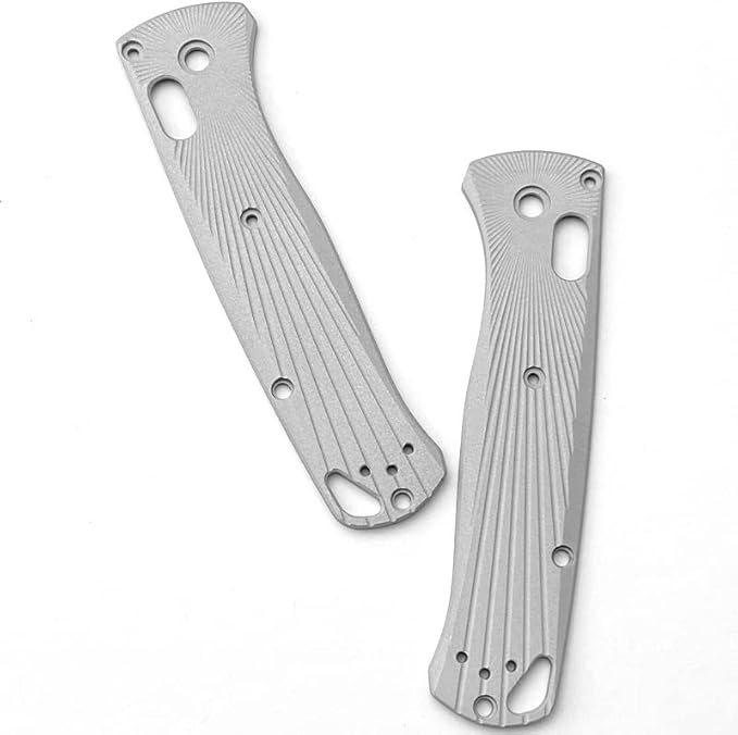 1 Pair Custom Aluminum Alloy Scales Fits for Bugout 535 CNC Non Slip Handle Patch DIY Accessory(Gray)