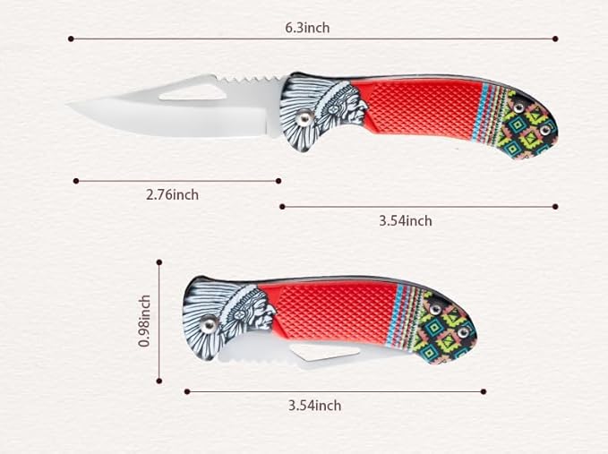 Folding Knife With 3D Retro Embossed Patternfor Camping Hiking Outdoor Survival Unboxing Tool Fishing Hunting Gear (A2)