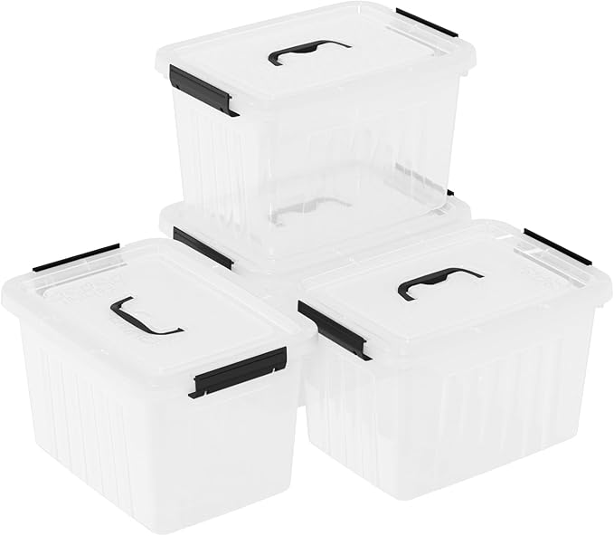 10 Quart Clear Plastic Storage Boxes with Handle 4-Pack Clear Plastic Storage Bins with Lids