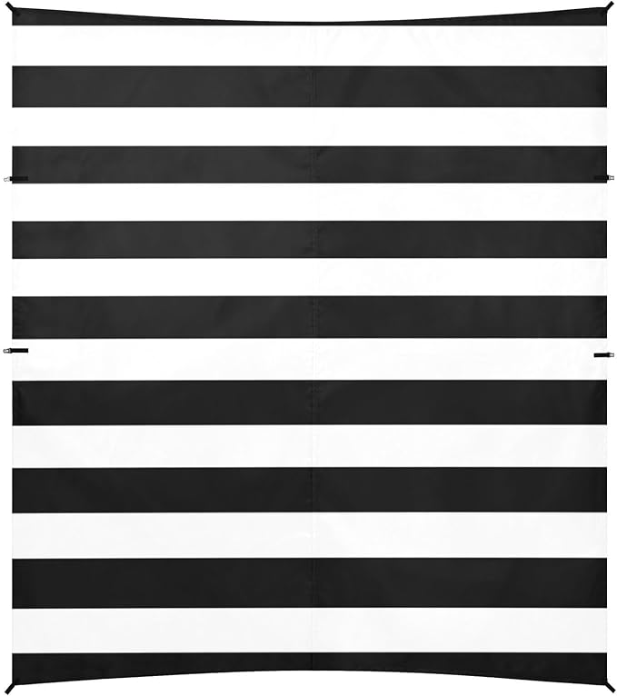 ALAZA Black White Stripes Beach Tent Sun Shelter Portable Canopy Sunshade for Outdoor Camping Picnics Backyard Fun 10x9 ft