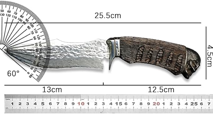 12.7 Mirror Polished Fixed Blade Survival Knife with Genuine Leather Sheath - High Hardness Stainless Steel Outdoor Knife - Artisan Resin Handle Utility Tool for Camping Hiking &amp Bushcraft