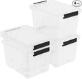 50 Quart Large Storage Boxes with Wheels 4-Pack Clear Plastic Storage Bins with Lids