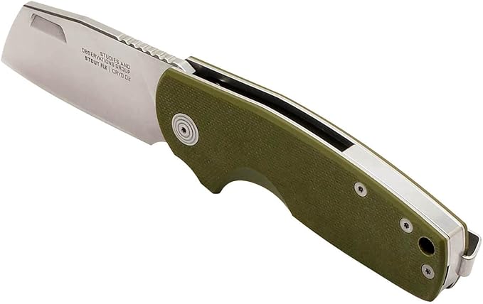 SOG Stout FLK Cleaver Daily Carry Folding Knives | G10 &amp Steel Handle | CRYO D2 Steel Blade | Short-Blade Frame Lock Folder