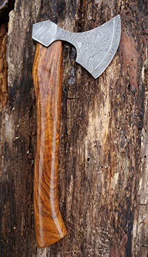 Axe Damascus Steel 14 Natural Wood Handle Axe/Hand Forged Woodsman Axe