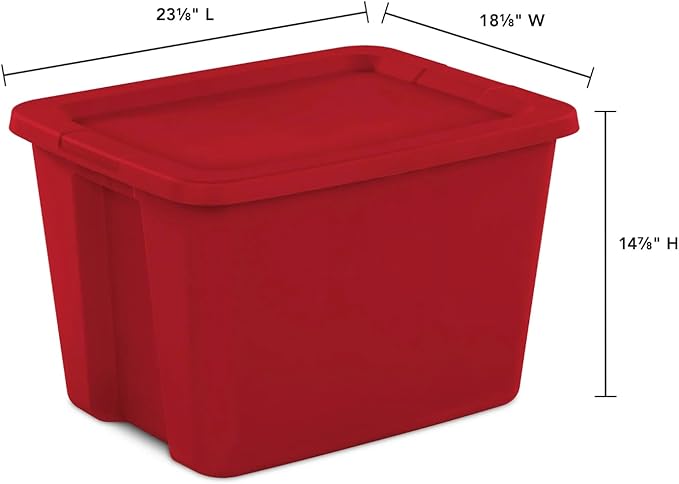 Red 8-Pack 18 Gallon Plastic Storage Bins with Snap-On Lids Stackable Lidded Containers with Comfortable Integrated Handles for Camping Gear Sports Equipment Tools Blankets &amp Sleeping Bags