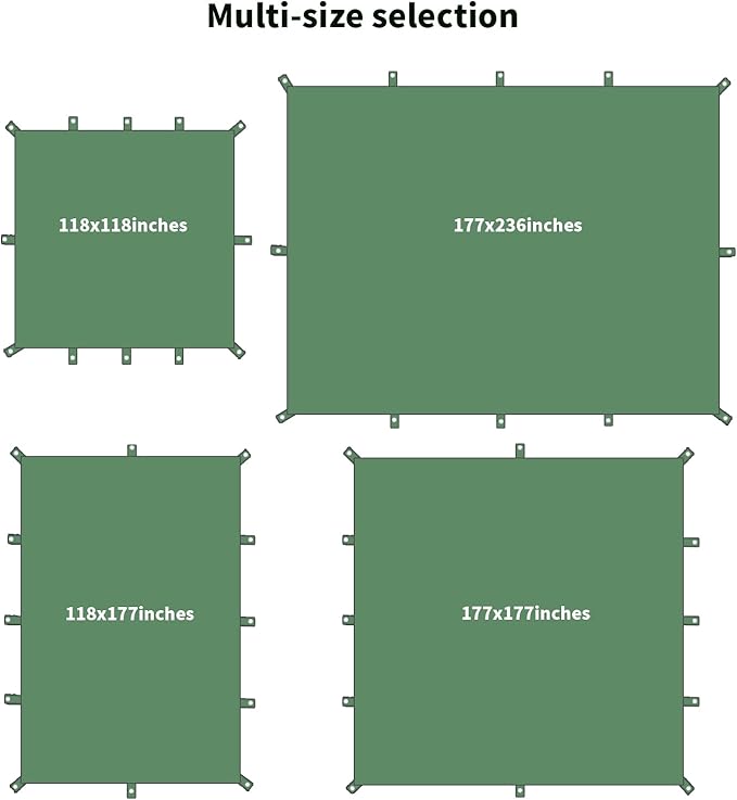 Wind Tour Portable Multifunctional Tent Footprint Traveling Awning Backpacking Tarp Rain Fly Waterproof Shelter Outdoor Camping Sun Shelter for Hiking Beach (Green-177236 in)