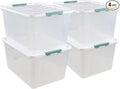 Readsky 85 Quart (21 Gallon) Clear Plastic Storage Bins with Wheels Large Latching Boxes with Lids 4 Packs