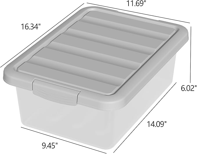 14 L 2 Pack Plastic Storage Bins with Lids Clear Latch Storage Box Stackable Organization Containers