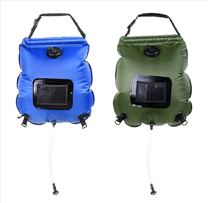 5-Gallon PVC Folding Portable Solar Shower Bag 20L Water Bag for Outdoor Camping Shower Bathing Bag with Thermometer