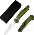 7.7'' Folding Knife White D2 Steel Blade Green Aluminum Alloy Handles Pocket Knife EDC Outdoor portable Camping Knife with Pocket Clip