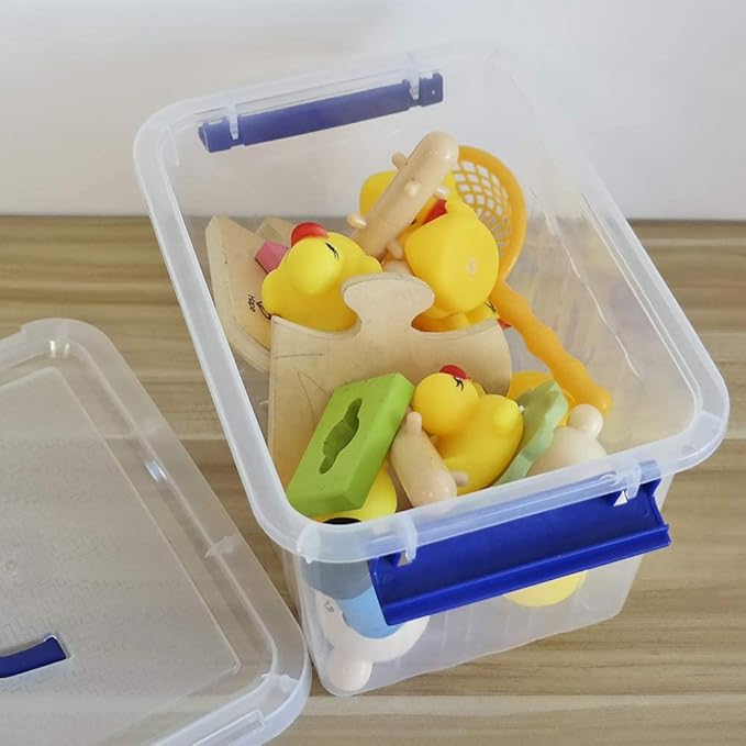 Clear Storage Box with Lid 6 Liter Small Plastic Box Bins Set of 6