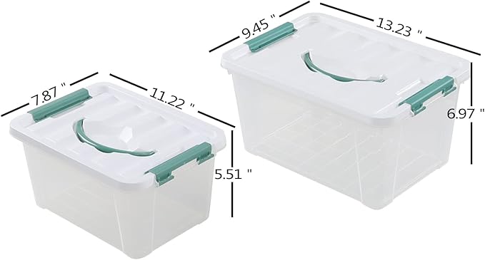 14 Quarts &amp 7 Quarts Storage Bins with Lids 2-pack Clear Plastic Totes Boxes