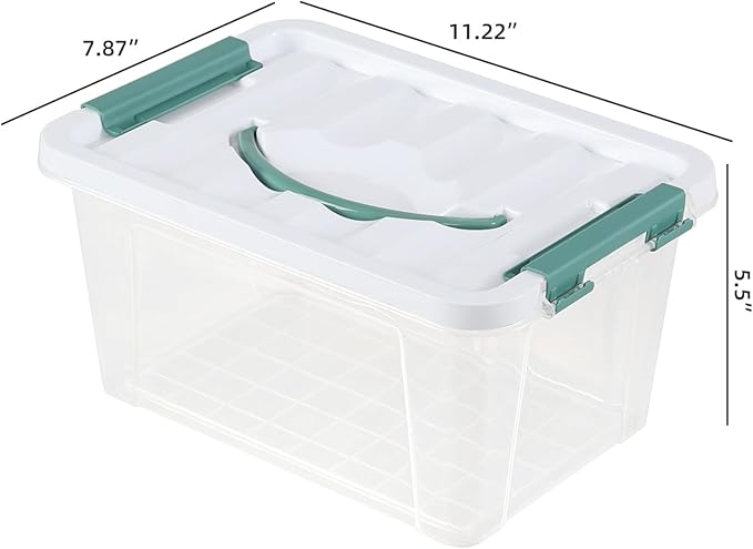 Rosebloom 6 Quart Plastic Latching Bins with Lid Small Clear Storage Organizer Boxes with Handle 6 Packs