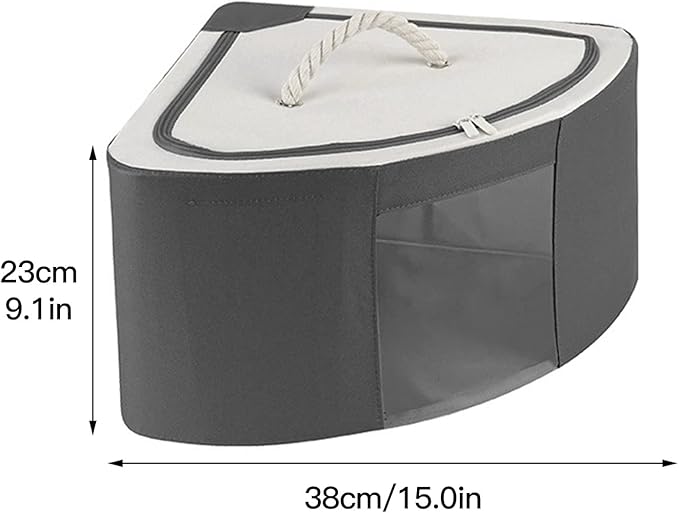 Foldable Storage Bins Cubes Boxes with Lid Triangle Corner Collapsible Fabric Storage Box Navy