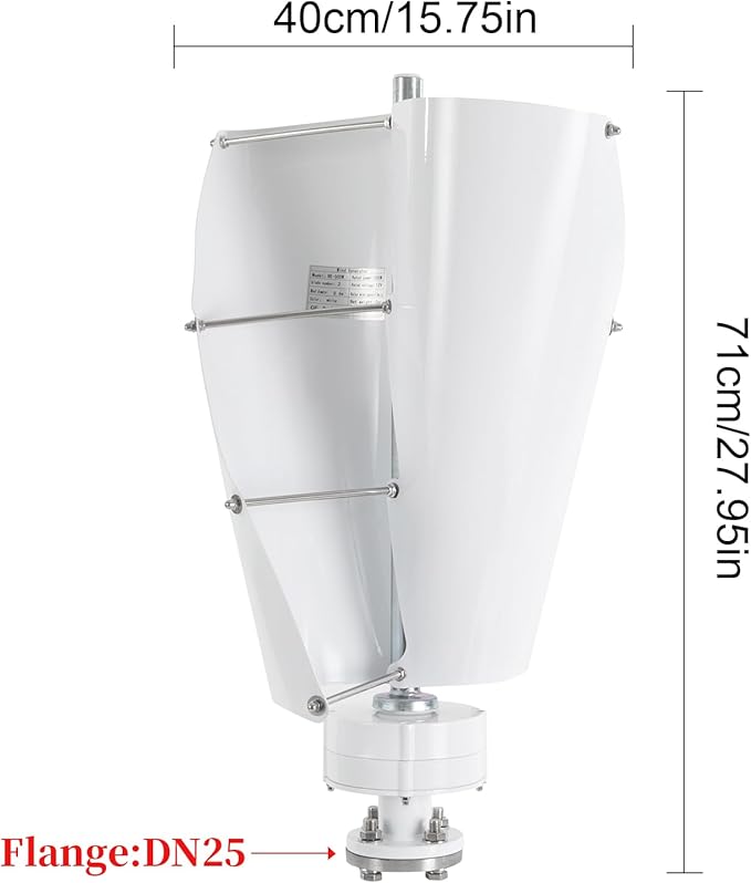 Wind Turbine 100W 42.65ft/s Vertical Axis Wind Turbine Generator Home Windmill Kit Hybrid Wind System with Controller for Home Business Industrial Energy Supply (100W 12V White)