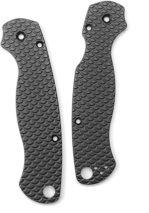 1 Pair Scales Handle Fits for Spyderco C81 Paramilitary 2 Anodized Aluminum Handle Patch Black