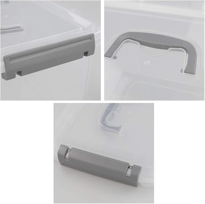 Vababa 6 Quart Clear Plastic Storage Box Latch Box with Handle 6-Pack