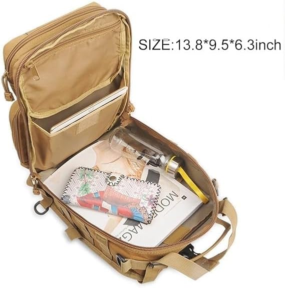 Tactical Sling Bag ventilated Pack Military Rover Shoulder Backpack EDC removable Water-Resistant breathable(Black)