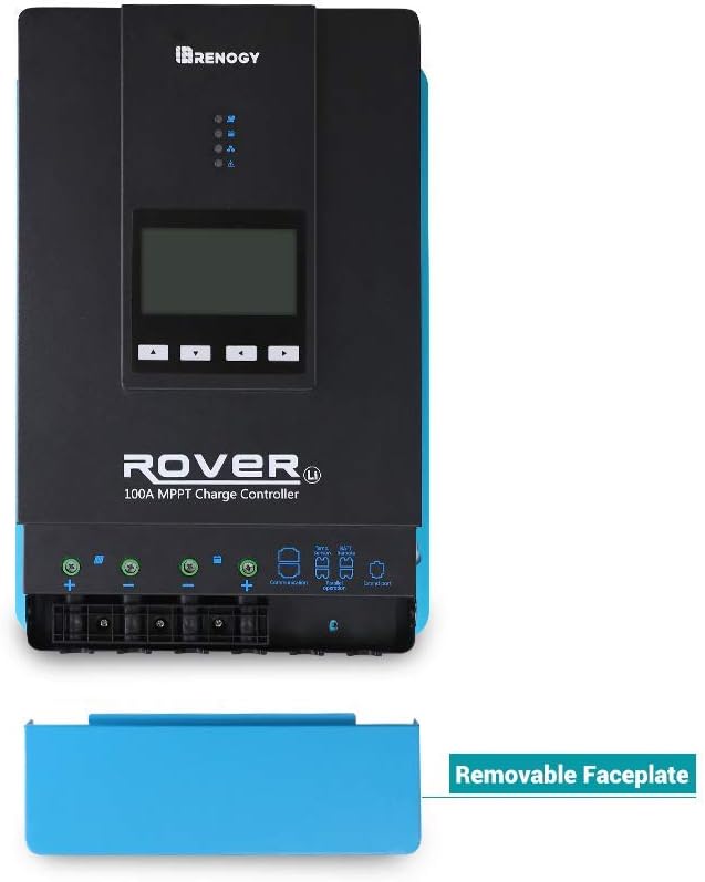 Rover 100A MPPT Solar Charge Controller - DC Input Solar Controller for RV/Marine Auto-Detect 12V/24V/36V/48V LCD Display Solar Regulator fit for Gel Sealed Flooded and Lithium Battery