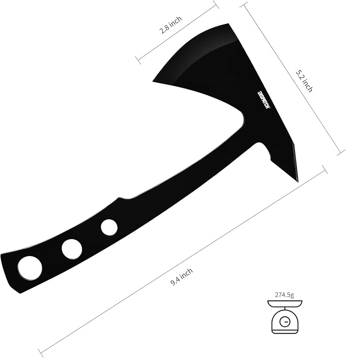 DISPATCH 10 Throwing Axe Full Tang 3Cr13 Stainless Steel Tactical Tomahawk 4mm Thick Sandblasted Blade Includes Nylon Sheath — Perfect for Axe Throwing Camping Hunting (Black)