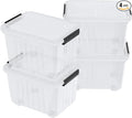 30 Quart Clear Plastic Storage Bin with Lid Stackable Latching Boxes with Wheels 4-Pack