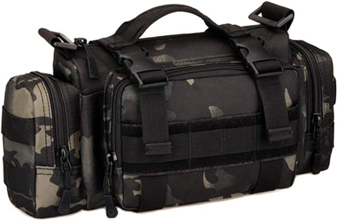 UNISTRENGH Utility 3P Military Tactical Duffle Waist Bags MOLLE Assault Shoulder Backpack Multifunction EDC Pouches Heavy Duty Fanny Packs (Black-Scorpion camouflage)
