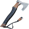 Qepaa Crafts®Russian Valknut Wood Viking Style Bearded Axe Tomahawk - Real Hatchet Best Gift for Anniversary Valentine's Day BirthdayLeather Sheath with Leather Wrap Handle Perfect Hand Grip (SFL)