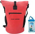 ISURE MARINE Dry Bags Waterproof Floating Backpack 30LWaterproof Phone Case Roll Top Closure Travel Bags for Kayking Boating Kayaking Surfing Rafting and Fishing Deck Bags Red