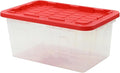 15-Gallon Clear Heavy Duty Plastic Storage Bin with Secure Red Snap Lid Large Durable Storage Container Tote for Home Organization