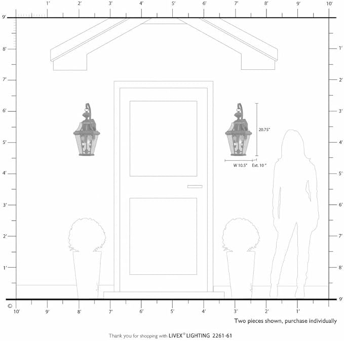 Livex Lighting 2261-91 Georgetown 2 Light Outdoor Wall Lantern Brushed Nickel