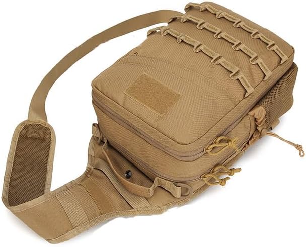 Outdoor Sports Hiking Sling Bag Shoulder Pack Camouflage Tactical Molle Chest Bag - Tan