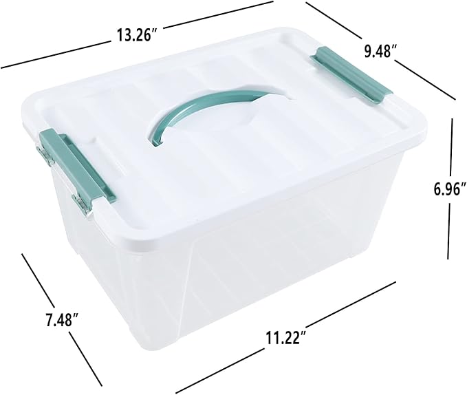 Gainhope 6 Packs 14 L Plastic Stackable Storage Bin Container Box with Latching Lid Clear Organizer Bins with Handle