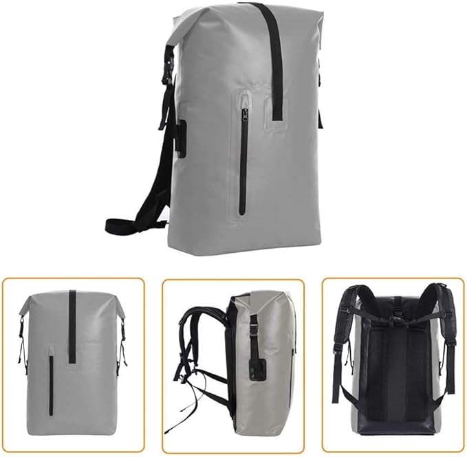 qiuqiu Waterproof Dry Bags Backpack 40L Heavy Duty Roll-Top Closure Travel Backpack for Boating Beach Kayaking Skiing Fishing Camping Swimming
