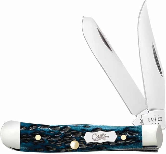 Case XX Pocket Knife TINY TRAPPER - POCKET WORN® MEDITERRANEAN BLUE BONE PS JIG Item #51862-62154 SS - Length Closed: 2 3/8Inches
