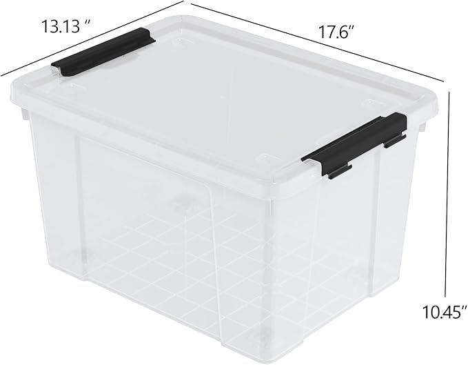 35 Quart Clear Latch Storage Box with Wheels 4-Pack Clear Plastic Storage Boxes with Lids