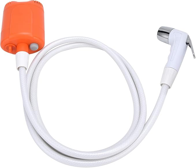 Portable Outdoor Shower Camping Pump Handheld Sprayer USB Charging for Hiking Traveling (Orange)