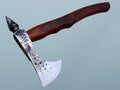 Damascus Depot Voyager Axe 15 Inches Long High Carbon Steel with Axe Head wit Walnut Wood Round Handle Bearded Hiking Battle Axe Thick Cow Hide Leather Sheath