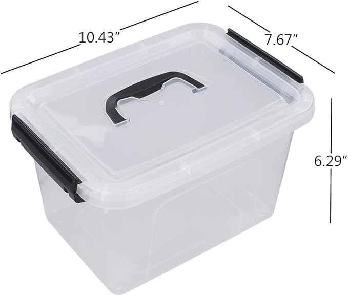 4-Pack Clear Storage Boxes 5 L Plastic Storage Latch Box