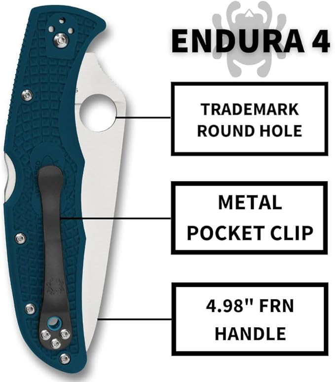 Spyderco Endura 4 Folding Pocket Knife with 3.8 K390 Steel Blade and FRN Handle - EDC Knife for Men and Women Perfect for Hunting Tactical Camping Survival Hiking - SpyderEdge - C10FSK390