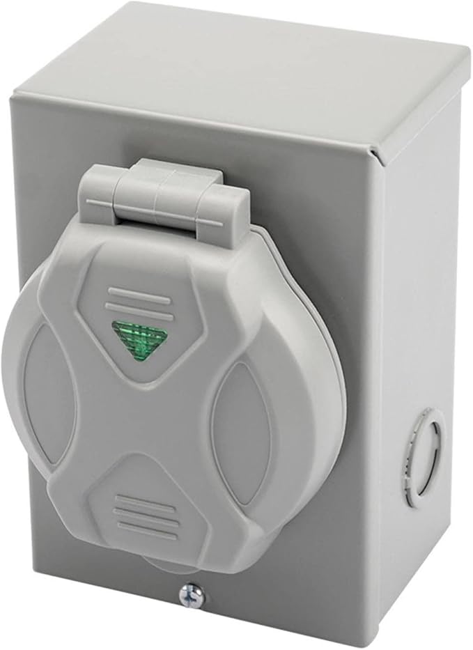 50A 125/250V Generator Power Inlet Box - 3-Prong Pre-Drilled for Easy Installation Durable Metal Construction