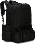 Outdoor Sports Pack Hiking Bag Tactical Rucksack Camo Knapsack Combat Camouflage Molle 55L Tactical Backpack - Black